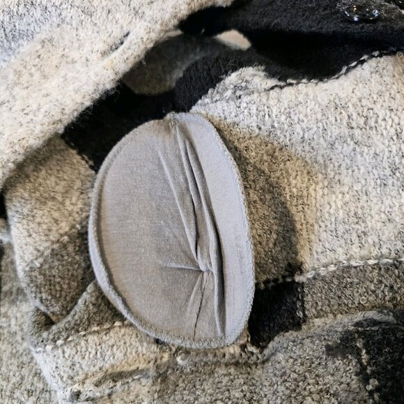 Vintage Y2K Womens M Checkered Cardigan Sweater Gray Black Classic Preppy - Picture 7 of 9